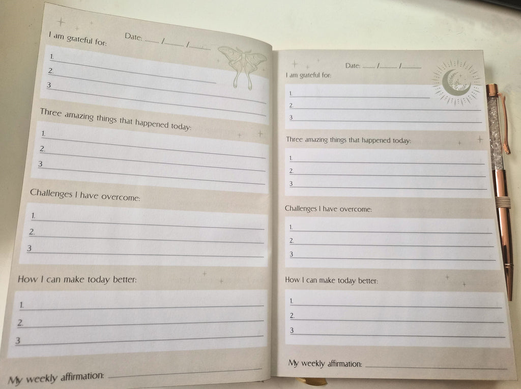 A5 reflectiedagboek met mooie kwarts pen